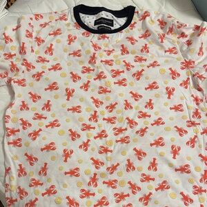 White Lobster Print Short Sleeve Tee